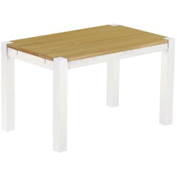 Esstisch 130x80 Rio Kanto Brasil Weiss massiver Pinien Holztisch - vorgerichtet für Ansteckplatten - Tisch ausziehbar