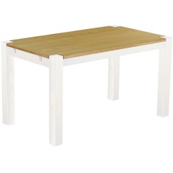Esstisch 140x80 Rio Kanto Brasil Weiss massiver Pinien Holztisch - vorgerichtet für Ansteckplatten - Tisch ausziehbar