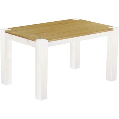 Esstisch 140x90 Rio Kanto Brasil Weiss massiver Pinien Holztisch - vorgerichtet für Ansteckplatten - Tisch ausziehbar