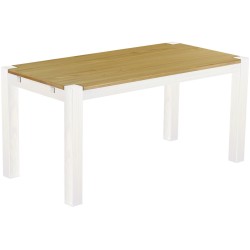 Esstisch 160x80 Rio Kanto Brasil Weiss massiver Pinien Holztisch - vorgerichtet für Ansteckplatten - Tisch ausziehbar