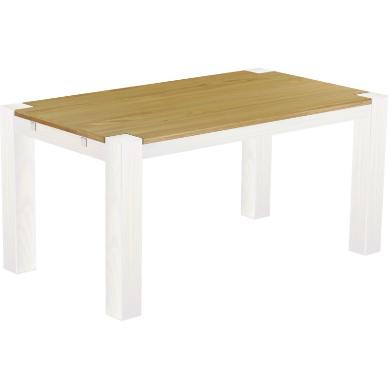 Esstisch 160x90 Rio Kanto Brasil Weiss massiver Pinien Holztisch - vorgerichtet für Ansteckplatten - Tisch ausziehbar