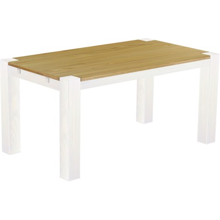 Esstisch 160x90 Rio Kanto Brasil Weiss massiver Pinien Holztisch - vorgerichtet für Ansteckplatten - Tisch ausziehbar