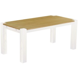 Esstisch 180x90 Rio Kanto Brasil Weiss massiver Pinien Holztisch - vorgerichtet für Ansteckplatten - Tisch ausziehbar