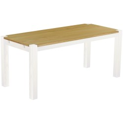 Esstisch 180x80 Rio Kanto Brasil Weiss massiver Pinien Holztisch - vorgerichtet für Ansteckplatten - Tisch ausziehbar