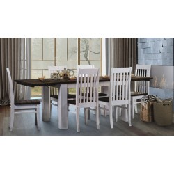 Esstisch 180x80 Rio Kanto Brasil Weiss massiver Pinien Holztisch - vorgerichtet für Ansteckplatten - Tisch ausziehbar