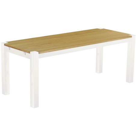 Esstisch 200x80 Rio Kanto Brasil Weiss massiver Pinien Holztisch - vorgerichtet für Ansteckplatten - Tisch ausziehbar