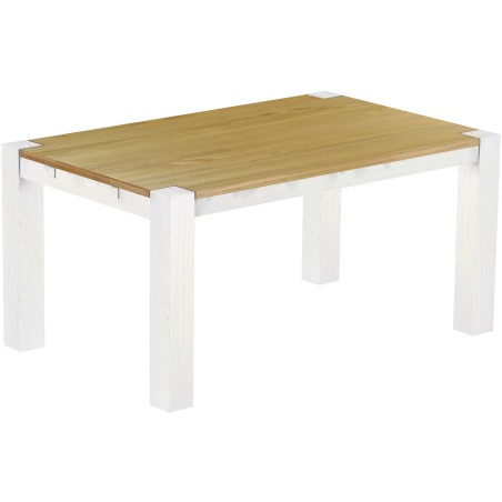 Esstisch 160x100 Rio Kanto Brasil Weiss massiver Pinien Holztisch - vorgerichtet für Ansteckplatten - Tisch ausziehbar