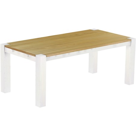 Esstisch 200x100 Rio Kanto Brasil Weiss massiver Pinien Holztisch - vorgerichtet für Ansteckplatten - Tisch ausziehbar