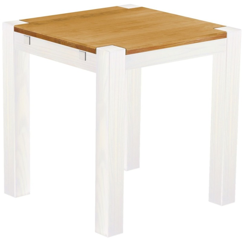 Esstisch 73x73 Rio Kanto Honig Weiss massiver Pinien Holztisch - vorgerichtet für Ansteckplatten - Tisch ausziehbar