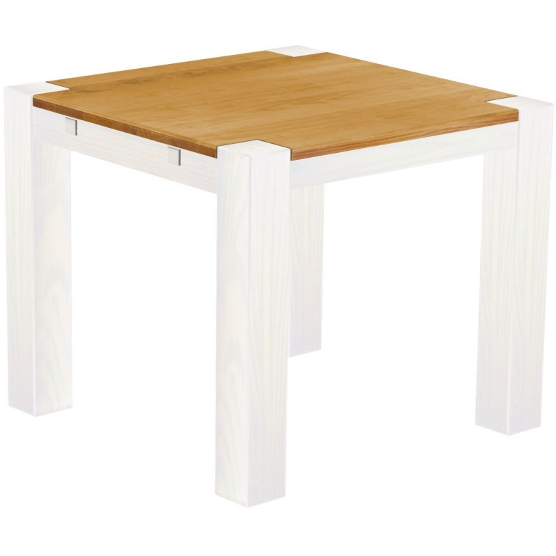 Esstisch 90x90 Rio Kanto Honig Weiss massiver Pinien Holztisch - vorgerichtet für Ansteckplatten - Tisch ausziehbar