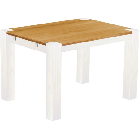 Esstisch 120x90 Rio Kanto Honig Weiss massiver Pinien Holztisch - vorgerichtet für Ansteckplatten - Tisch ausziehbar