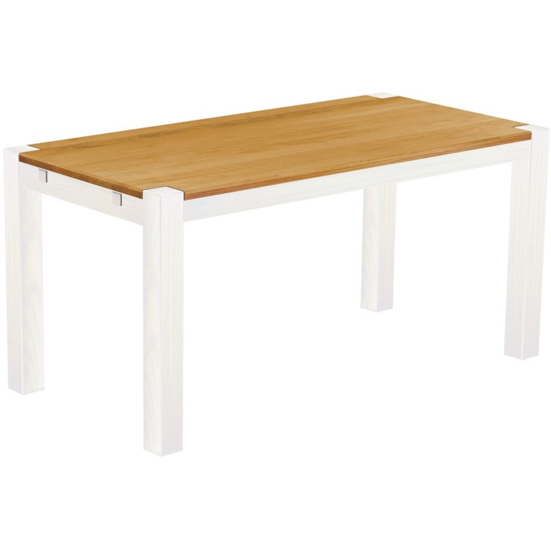 Esstisch 160x80 Rio Kanto Honig Weiss massiver Pinien Holztisch - vorgerichtet für Ansteckplatten - Tisch ausziehbar