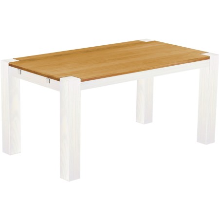 Esstisch 160x90 Rio Kanto Honig Weiss massiver Pinien Holztisch - vorgerichtet für Ansteckplatten - Tisch ausziehbar