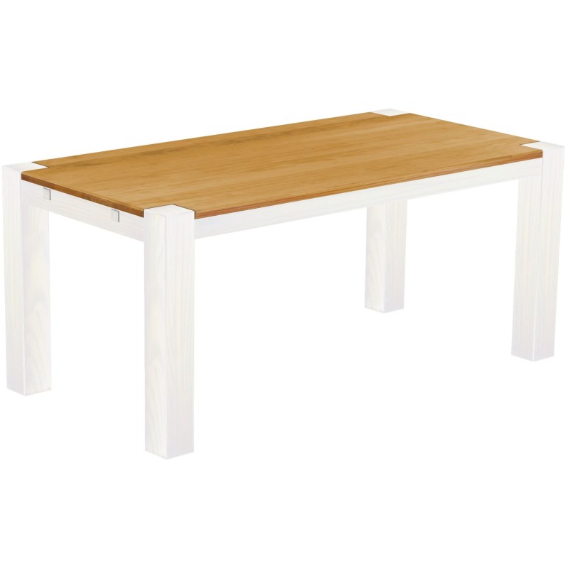 Esstisch 180x90 Rio Kanto Honig Weiss massiver Pinien Holztisch - vorgerichtet für Ansteckplatten - Tisch ausziehbar