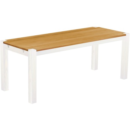 Esstisch 200x80 Rio Kanto Honig Weiss massiver Pinien Holztisch - vorgerichtet für Ansteckplatten - Tisch ausziehbar