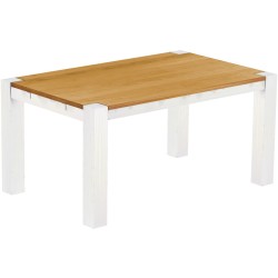 Esstisch 160x100 Rio Kanto Honig Weiss massiver Pinien Holztisch - vorgerichtet für Ansteckplatten - Tisch ausziehbar