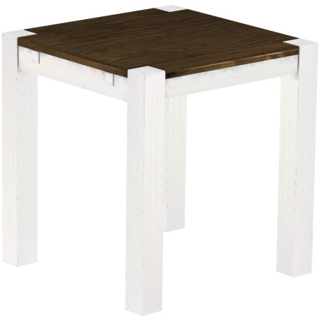 Esstisch 73x73 Rio Kanto Eiche Weiss massiver Pinien Holztisch - vorgerichtet für Ansteckplatten - Tisch ausziehbar