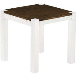 Esstisch 80x80 Rio Kanto Eiche Weiss massiver Pinien Holztisch - vorgerichtet für Ansteckplatten - Tisch ausziehbar