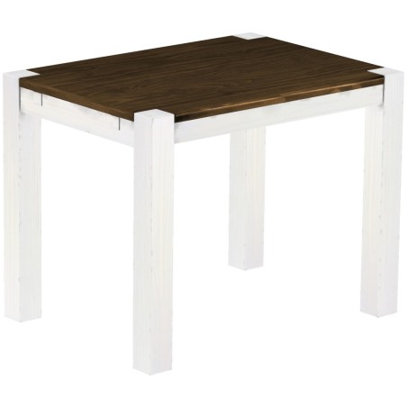 Esstisch 100x73 Rio Kanto Eiche Weiss massiver Pinien Holztisch - vorgerichtet für Ansteckplatten - Tisch ausziehbar