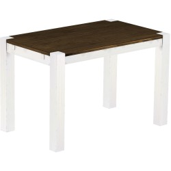 Esstisch 120x73 Rio Kanto Eiche Weiss massiver Pinien Holztisch - vorgerichtet für Ansteckplatten - Tisch ausziehbar