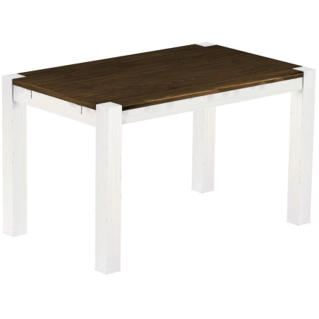 Esstisch 130x80 Rio Kanto Eiche Weiss massiver Pinien Holztisch - vorgerichtet für Ansteckplatten - Tisch ausziehbar