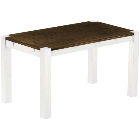 Esstisch 140x80 Rio Kanto Eiche Weiss massiver Pinien Holztisch - vorgerichtet für Ansteckplatten - Tisch ausziehbar