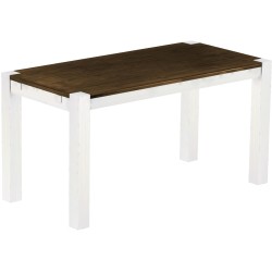 Esstisch 150x73 Rio Kanto Eiche Weiss massiver Pinien Holztisch - vorgerichtet für Ansteckplatten - Tisch ausziehbar