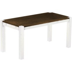 Esstisch 160x80 Rio Kanto Eiche Weiss massiver Pinien Holztisch - vorgerichtet für Ansteckplatten - Tisch ausziehbar