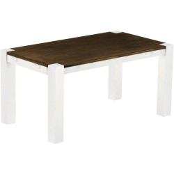 Esstisch 160x90 Rio Kanto Eiche Weiss massiver Pinien Holztisch - vorgerichtet für Ansteckplatten - Tisch ausziehbar