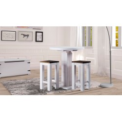 Esstisch 180x80 Rio Kanto Eiche Weiss massiver Pinien Holztisch - vorgerichtet für Ansteckplatten - Tisch ausziehbar