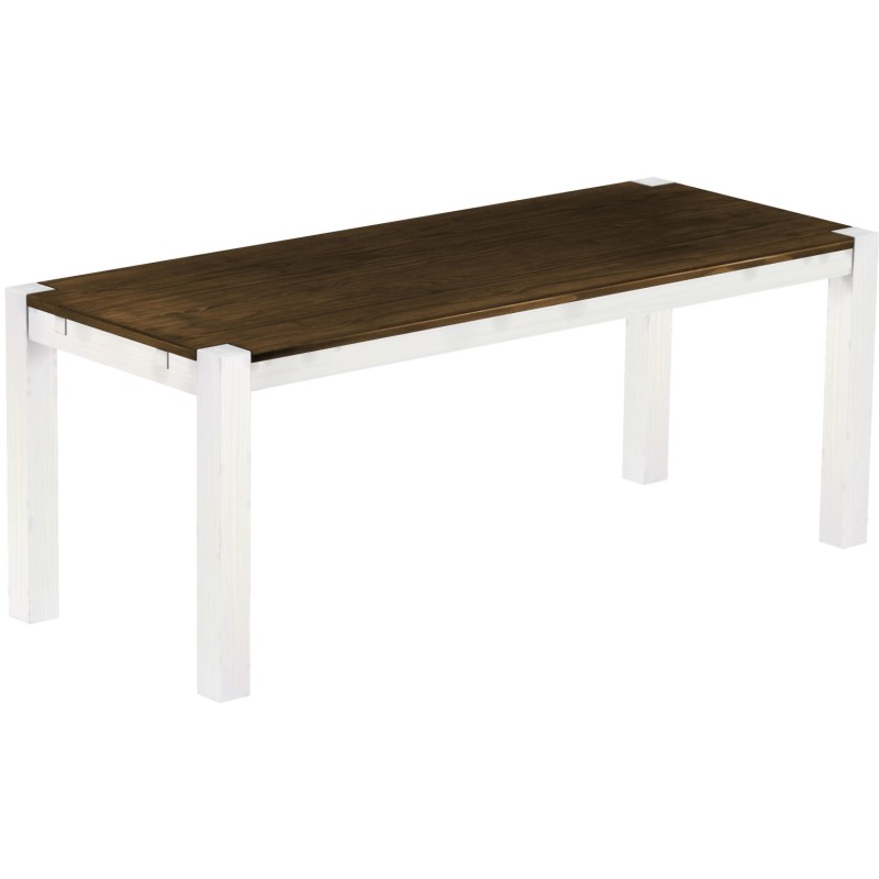 Esstisch 200x80 Rio Kanto Eiche Weiss massiver Pinien Holztisch - vorgerichtet für Ansteckplatten - Tisch ausziehbar