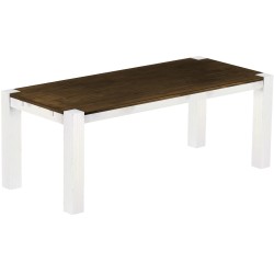 Esstisch 208x90 Rio Kanto Eiche Weiss massiver Pinien Holztisch - vorgerichtet für Ansteckplatten - Tisch ausziehbar