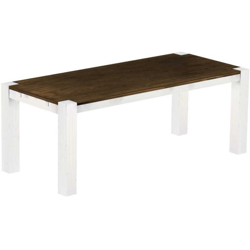 Esstisch 208x90 Rio Kanto Eiche Weiss massiver Pinien Holztisch - vorgerichtet für Ansteckplatten - Tisch ausziehbar