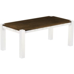 Esstisch 200x100 Rio Kanto Eiche Weiss massiver Pinien Holztisch - vorgerichtet für Ansteckplatten - Tisch ausziehbar