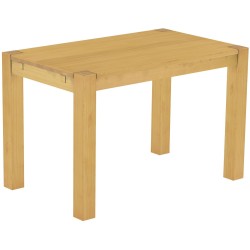 Esstisch 120x73 Rio Kanto Eiche hell massiver Pinien Holztisch - vorgerichtet für Ansteckplatten - Tisch ausziehbar