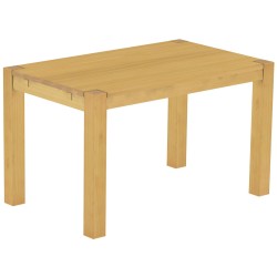 Esstisch 130x80 Rio Kanto Eiche hell massiver Pinien Holztisch - vorgerichtet für Ansteckplatten - Tisch ausziehbar