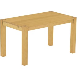 Esstisch 140x80 Rio Kanto Eiche hell massiver Pinien Holztisch - vorgerichtet für Ansteckplatten - Tisch ausziehbar