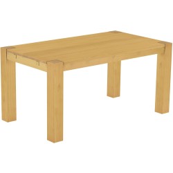 Esstisch 160x90 Rio Kanto Eiche hell massiver Pinien Holztisch - vorgerichtet für Ansteckplatten - Tisch ausziehbar