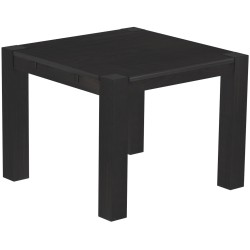 Esstisch 100x100 Rio Kanto Ebenholz massiver Pinien Holztisch - vorgerichtet für Ansteckplatten - Tisch ausziehbar