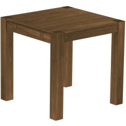 Esstisch 80x80 Rio Kanto Nussbaum massiver Pinien Holztisch - vorgerichtet für Ansteckplatten - Tisch ausziehbar