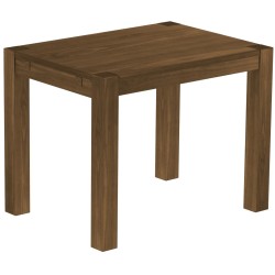 Esstisch 100x73 Rio Kanto Nussbaum massiver Pinien Holztisch - vorgerichtet für Ansteckplatten - Tisch ausziehbar