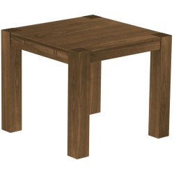 Esstisch 90x90 Rio Kanto Nussbaum massiver Pinien Holztisch - vorgerichtet für Ansteckplatten - Tisch ausziehbar