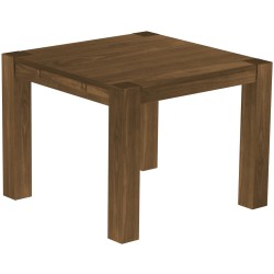 Esstisch 100x100 Rio Kanto Nussbaum massiver Pinien Holztisch - vorgerichtet für Ansteckplatten - Tisch ausziehbar