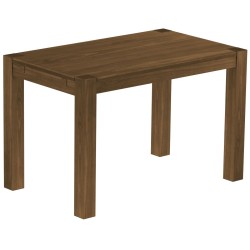 Esstisch 120x73 Rio Kanto Nussbaum massiver Pinien Holztisch - vorgerichtet für Ansteckplatten - Tisch ausziehbar