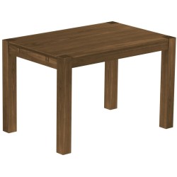 Esstisch 120x80 Rio Kanto Nussbaum massiver Pinien Holztisch - vorgerichtet für Ansteckplatten - Tisch ausziehbar