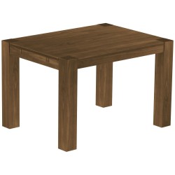 Esstisch 120x90 Rio Kanto Nussbaum massiver Pinien Holztisch - vorgerichtet für Ansteckplatten - Tisch ausziehbar