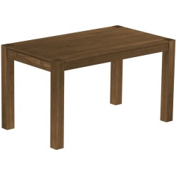 Esstisch 140x80 Rio Kanto Nussbaum massiver Pinien Holztisch - vorgerichtet für Ansteckplatten - Tisch ausziehbar