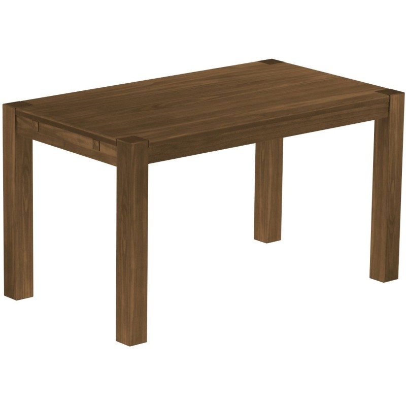 Esstisch 140x80 Rio Kanto Nussbaum massiver Pinien Holztisch - vorgerichtet für Ansteckplatten - Tisch ausziehbar
