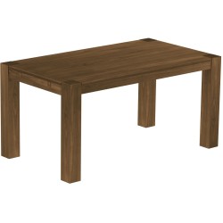 Esstisch 160x90 Rio Kanto Nussbaum massiver Pinien Holztisch - vorgerichtet für Ansteckplatten - Tisch ausziehbar