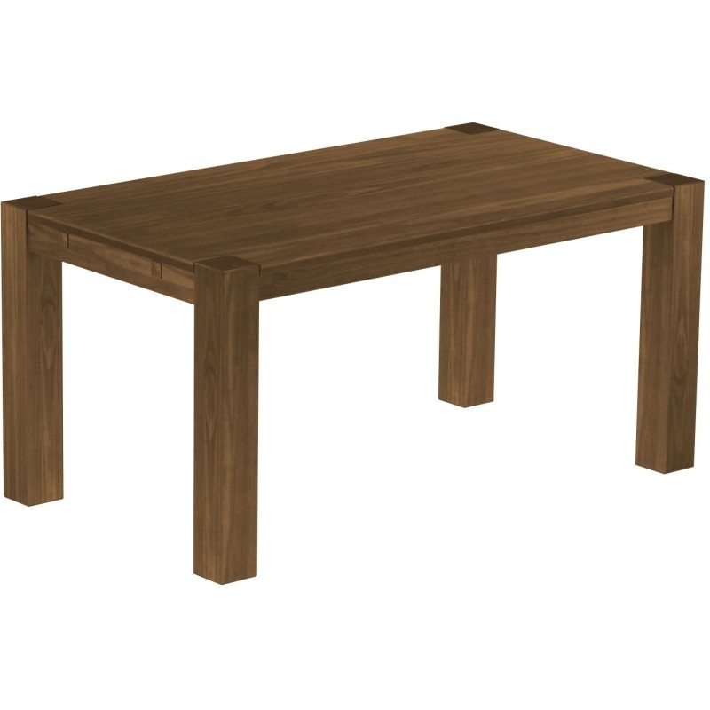Esstisch 160x90 Rio Kanto Nussbaum massiver Pinien Holztisch - vorgerichtet für Ansteckplatten - Tisch ausziehbar